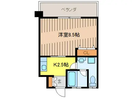 ウィステリア(1K/2階)の間取り写真