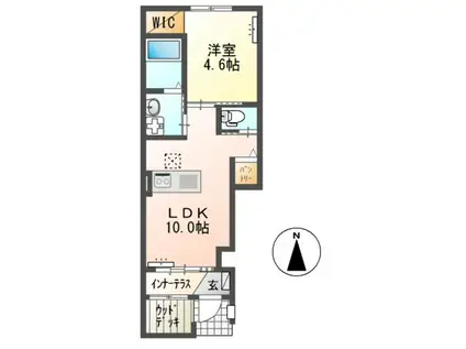 豊橋市西高師町(1LDK/1階)の間取り写真