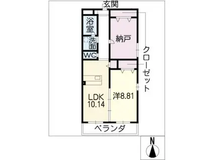 キャッスルヒルズ(2LDK/1階)の間取り写真