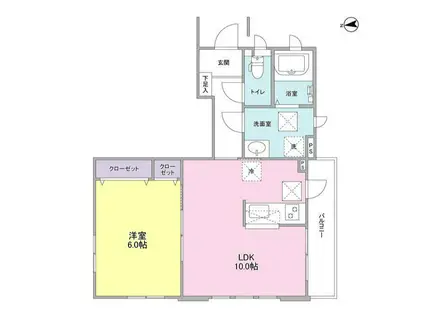 ハルシオンプレイスF棟(1LDK/1階)の間取り写真