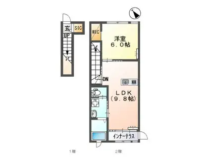 LA PRINCESSII (1LDK/2階)の間取り写真