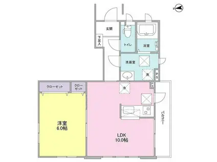 ハルシオンプレイスE棟(1LDK/1階)の間取り写真