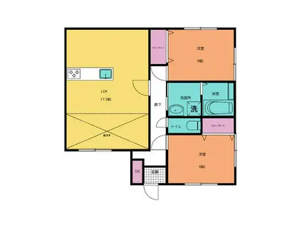 島村荘(2LDK/1階)の間取り写真