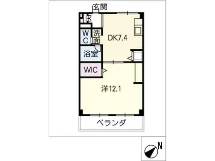 マンション二村台(1DK/2階)の間取り写真