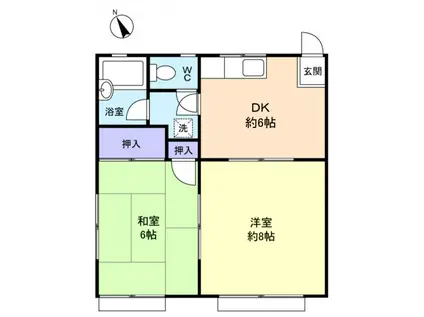 サンパレス八千代台6番館(2DK/2階)の間取り写真