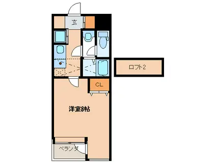 サンセット百道(1K/8階)の間取り写真