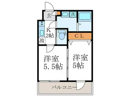 ベレーザ西陣I(2K/4階)の間取り写真