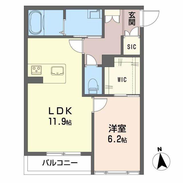 ほたる川(1LDK/1階)の間取り写真