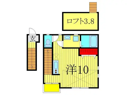 レベアス南柏 A棟(ワンルーム/2階)の間取り写真