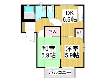 フレグランス絢香(2DK/2階)の間取り写真