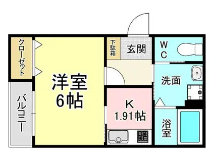 ELLINA貴船II(1K/2階)の間取り写真