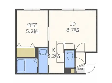 グランディール澄川(1LDK/4階)の間取り写真