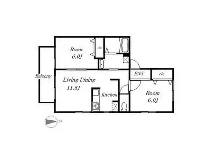 アルス47(2LDK/1階)の間取り写真