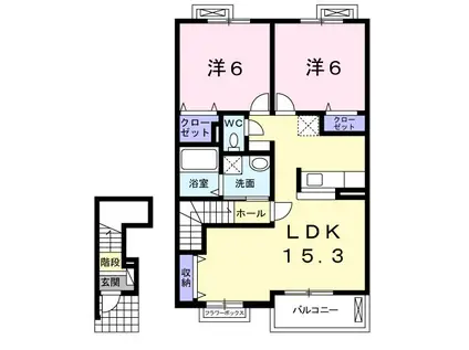 リッソ カージェII(2LDK/2階)の間取り写真