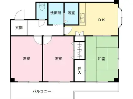 ローズホール(3DK/2階)の間取り写真