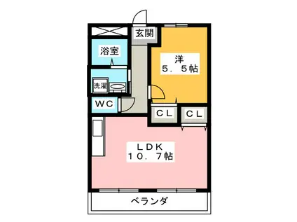 ルーラルスクエアーII(1LDK/1階)の間取り写真