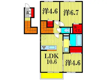 プランドールD(3LDK/2階)の間取り写真