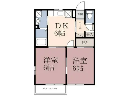 ロイヤルガーデンIII(2DK/2階)の間取り写真