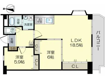 フローエンス吉田II(3LDK/2階)の間取り写真