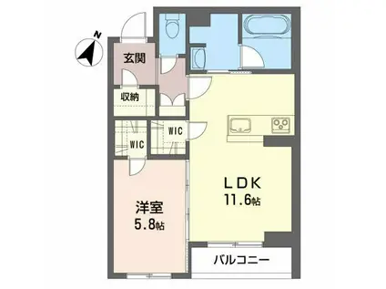 パレス中野(1LDK/2階)の間取り写真