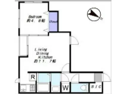 WJ HAUS(1LDK/1階)の間取り写真