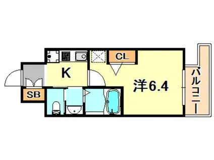 エステムコート神戸ハーバーランド前7レーベル(1K/7階)の間取り写真