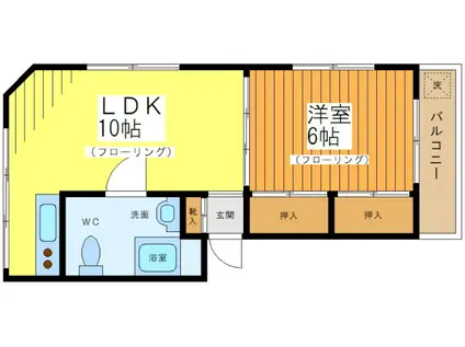 村田ビル(1LDK/3階)の間取り写真