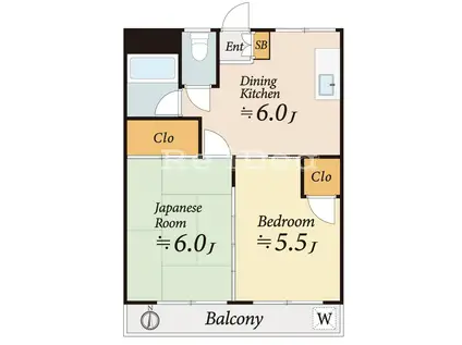 ミハル1(2DK/2階)の間取り写真