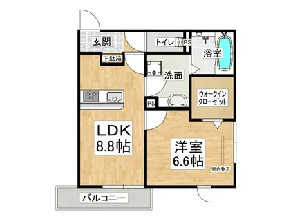 YKメゾン向陽(1LDK/1階)の間取り写真