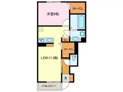 グランクレスト(1LDK/1階)の間取り写真