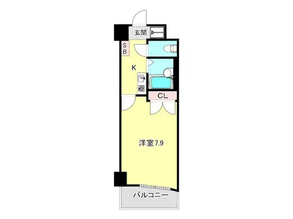 クレスト草津(1K/9階)の間取り写真