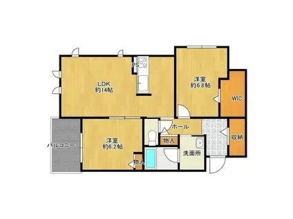 ヴェルデ千現(2LDK/3階)の間取り写真