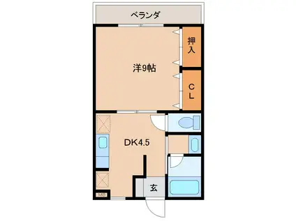 クオーレ(1DK/1階)の間取り写真