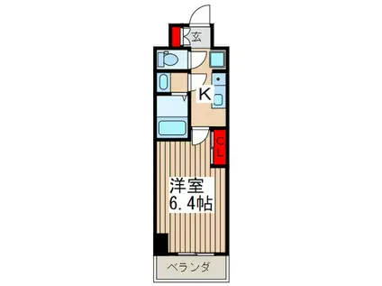ラクラス市川(1K/2階)の間取り写真