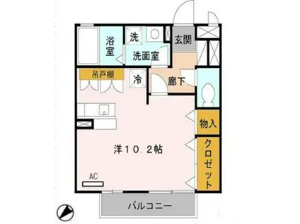 グレイスコート(ワンルーム/1階)の間取り写真