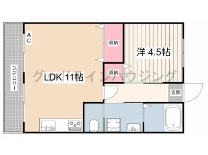 プリオール滝野(1LDK/1階)の間取り写真