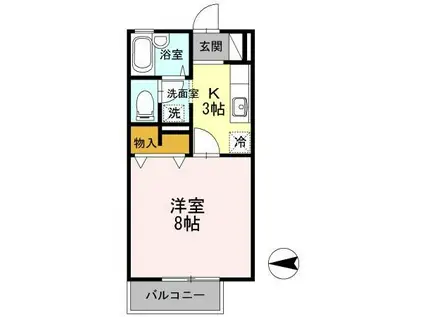 サンハイツ小中島E(1K/2階)の間取り写真