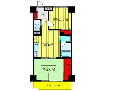 ココダンディオブ井元(2DK/5階)の間取り写真