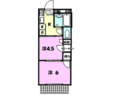 クレール多摩川(2K/2階)の間取り写真