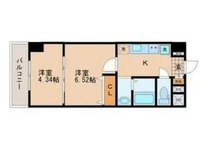 アスコット河原町駅前(2K/3階)の間取り写真