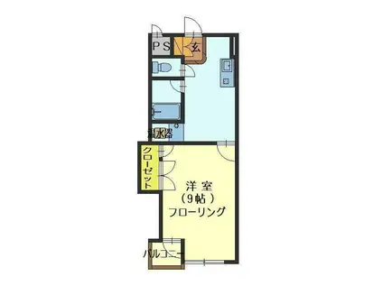 富山県富山市 4階建 築31年(1K/2階)の間取り写真