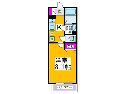 ノイヴェル小路(1K/3階)の間取り写真