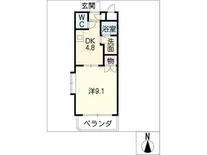 AMOR311(1DK/2階)の間取り写真