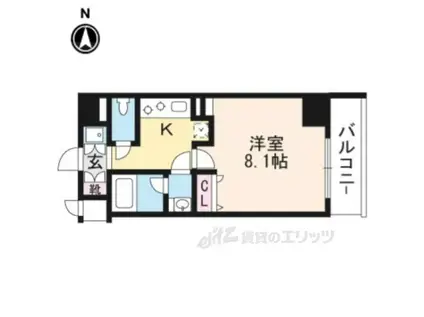 ベラジオ京都西院ウエストシティⅢ(1K/3階)の間取り写真