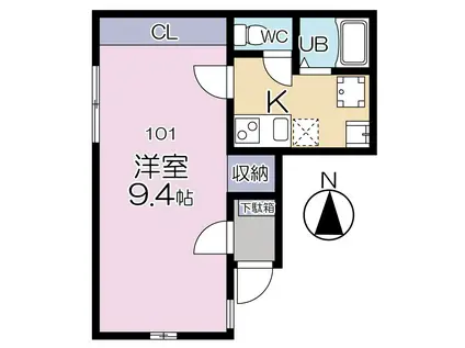大山フラッグ(1K/1階)の間取り写真