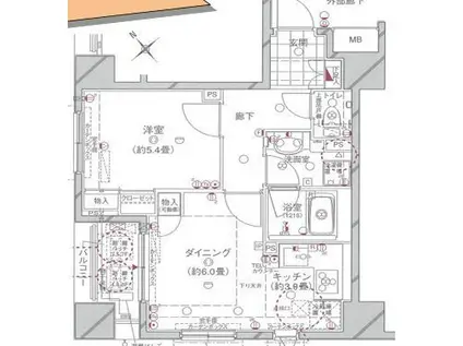 アルカーデンタワー入谷(1LDK/8階)の間取り写真