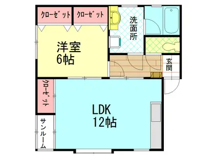 ポルカドットハイツB(1LDK/1階)の間取り写真
