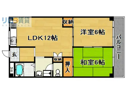 第1プレジデントハイツ(2LDK/4階)の間取り写真