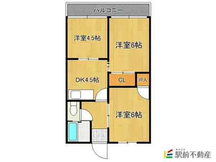 シティハイムけやき(3DK/2階)の間取り写真