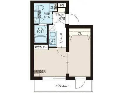 レピュア北千住レジデンス(1DK/4階)の間取り写真